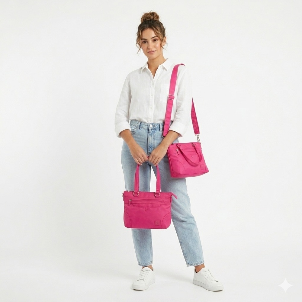 Pink Women's Handbag zip storage and card slots